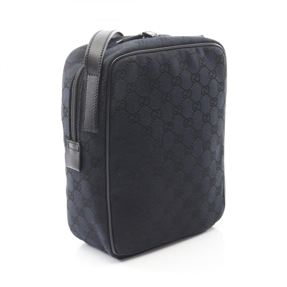 Gucci Canvas Bag GG Leather Shoulder Black